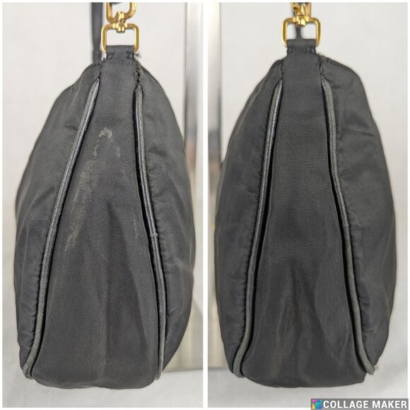 Auth PRADA Milano Tessuto Solid Rayon Nylon Quilted Formal Black Shoulder Bag - Picture 6 of 15